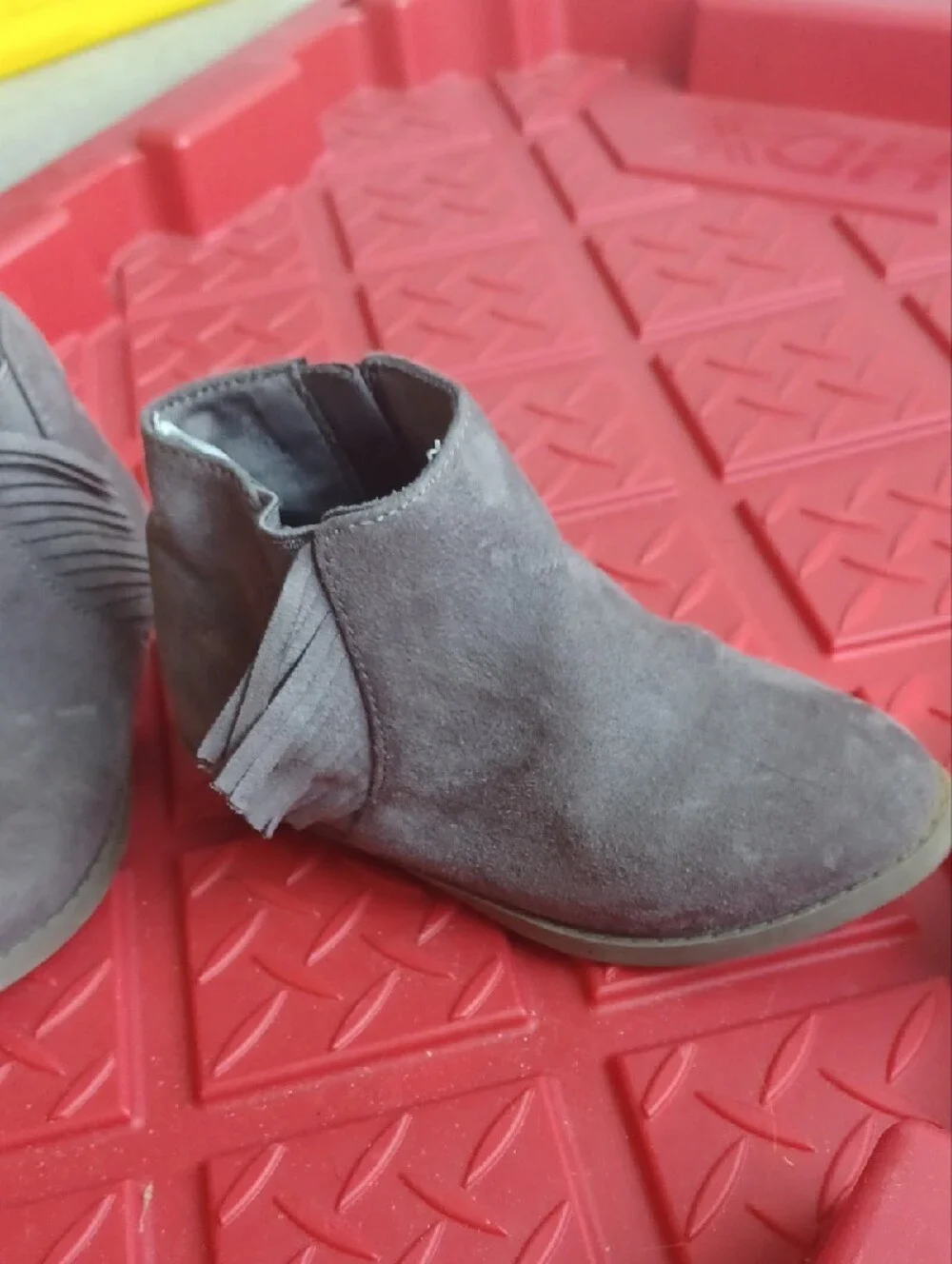 GIRL Suede Tassel Ankle Boots in Taupe